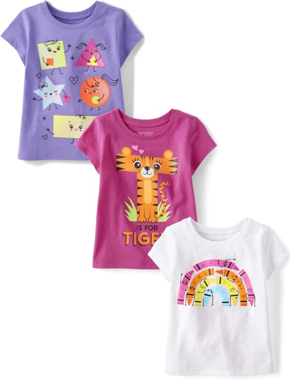 The Children's Place Toddler Girls 3-Pack Short Sleeve Graphic T-Shirt