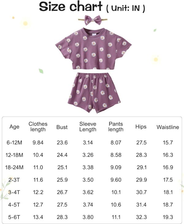 WESIDOM Toddler Girl Clothes Baby Girls Outfits 6M-5T Summer Floral Print Shirt+Shorts+Headband 3pcs Baby Clothing - Image 6