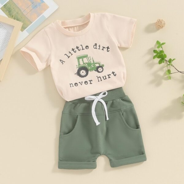 Toddler Baby Boy Summer Clothes Tractor/Funny Letters Print T-Shirt Casual Shorts Set Infant Baby Farm Clothes - Image 5