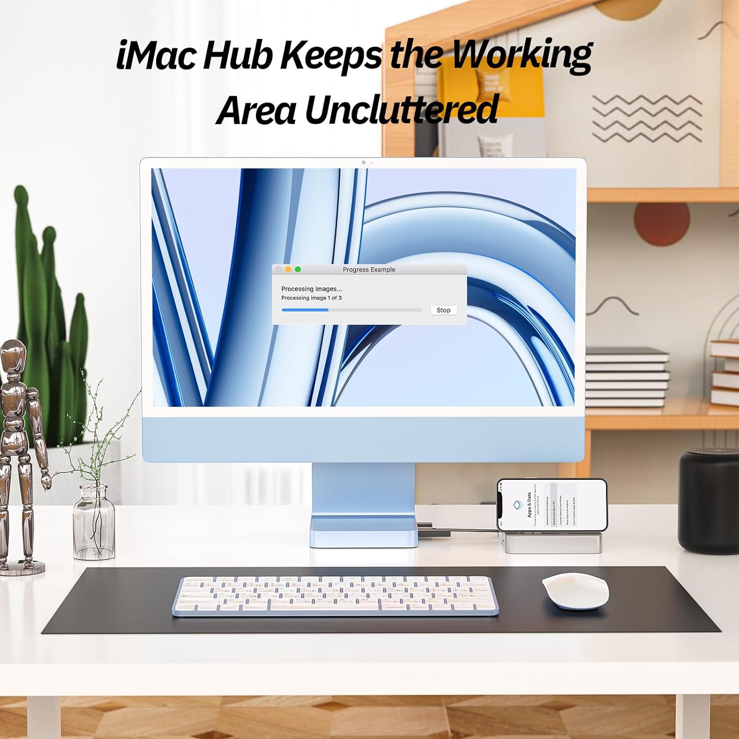 USB C Hub for iMac 24 inch 2021/2023, Minisopuru iMac USB Hub Support M.2 NVMe SSD, iMac Accessories for iMac M1/M3, iMac USB Adapter with USB C 10Gbps, USB A 3.2, SD/TF, M.2 SSD (Not Included), Blue. - Image 6