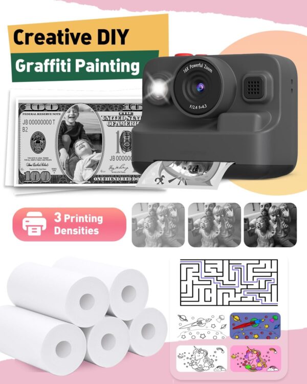 Yehtta 10 Rolls Kids Instant Camera Print Paper, Photo Printer Thermal Paper Rolls, BPA Free, Refill Replace Camera Instant Printer Paper for Most Kids Instant Camera - Image 5