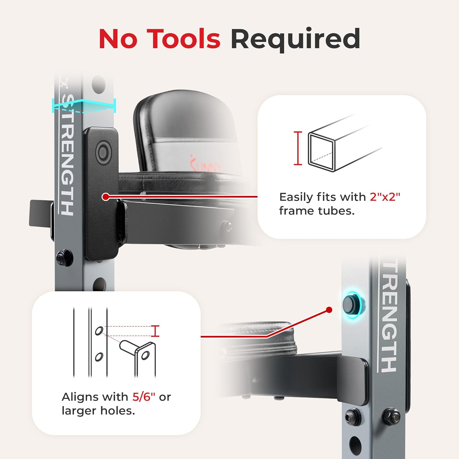 Sunny Health & Fitness Captain's Chair Adjustable Multi-Function Dip Station, Push-Up, Leg Raises & Core Workout Attachment with Adjustable Height - SF-XFA008 - Image 4