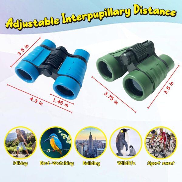 Binoculars for Kids Toys Gifts for Age 3-12 Years Old Boys Girls Kids Telescope Outdoor Toys for Sports and Outside Play Hiking, Bird Watching, Travel, Camping, Birthday Presents (Set of 2) - Image 2