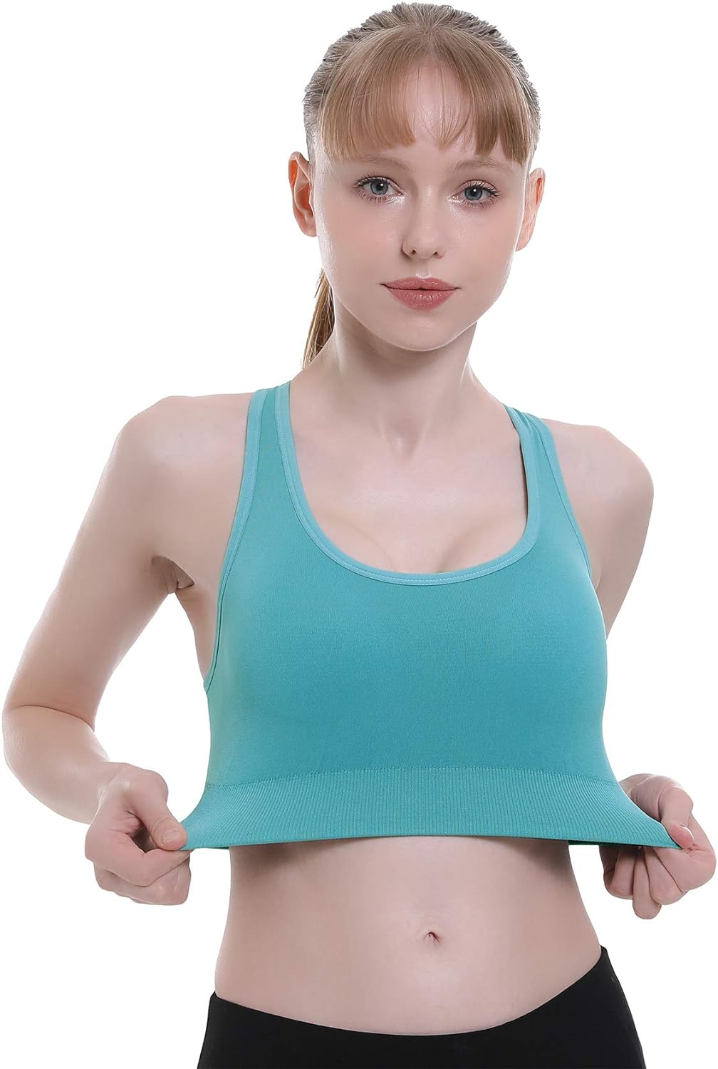 Double Couple Sports Bras for Women Padded High Impact Seamless Criss Cross Back Workout Tops Gym Activewear Bra - Image 7