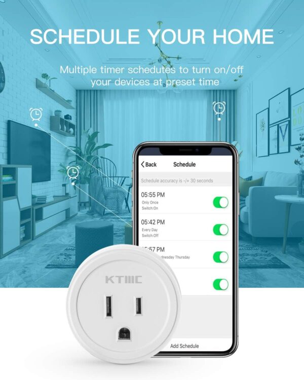 Smart plug 4 Packs, KTMC Mini Wifi Outlet Compatible with Alexa, Google Home, No Hub Required, Remote Control Your Home Appliances from Anywhere, ETL Certified - Image 4