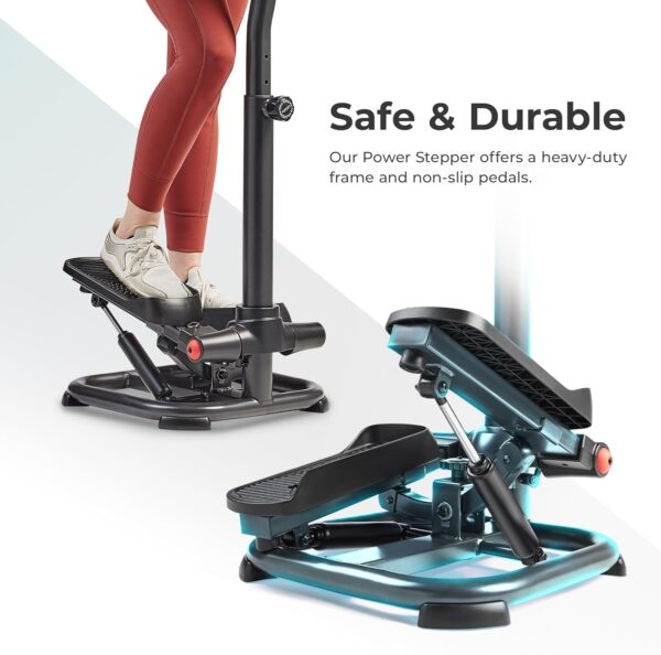 Sunny Health & Fitness 2-in-1 Premium Power Stepper with Resistance Bands, Low-Impact Cardio, Space-Saving, Height-Adjustable, and Optional SunnyFit® App Enhanced Bluetooth Connectivity - Image 5