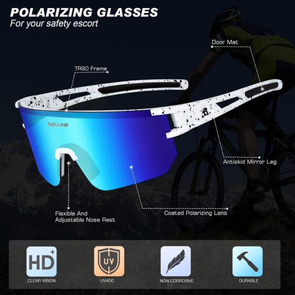 BOLLFO Polarized Sports Sunglasses,UV400 Protection Outdoor Glasses for Men Women Youth Baseball Cycling Running Driving Golf - Image 3