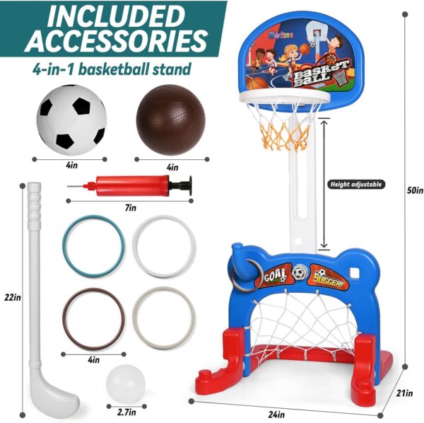 Madzee 4-in-1 Kids Sports Center, Basketball, Soccer, Hockey, Ring Toss Game Playset, Indoor and Outdoor Sports Center for Toddlers - Image 2