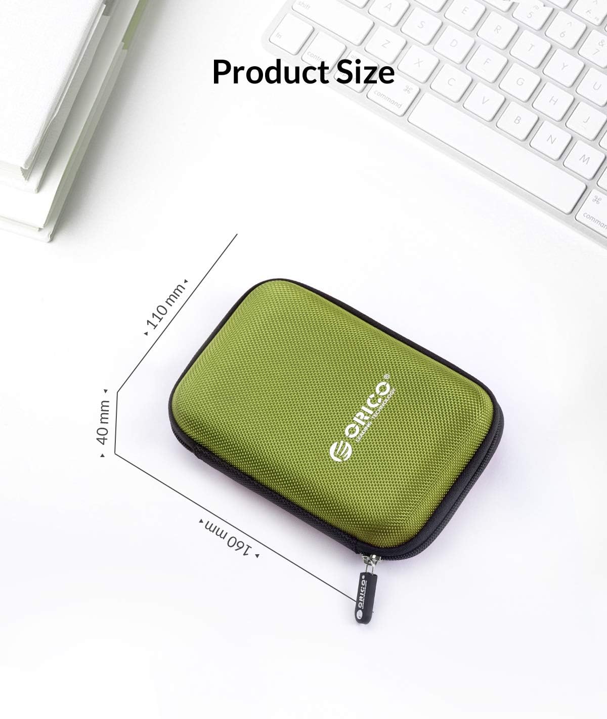 ORICO Hard Drive Case 2.5 inch External Drive Storage Carrying Bag Waterproof Shockproof with Inner Size 5.5x3.5x1.0inch for Organizing HDD and Electronic Accessories, Green(PHD-25) - Image 7