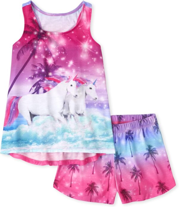 The Children's Place Girls' Sleeveless Tank Top and Short 2 Piece Pajama Set