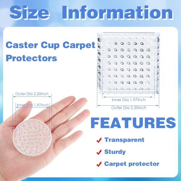 Carpet Protector Spiked Plastic Round and Square Comfortable Touch Caster Cup Spiked Furniture Cup for Sofas, Tables, Chairs Offices Bookcases Other Furniture (12) - Image 2