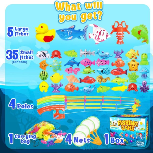 Goody King Magnetic Fishing Game Pool Toys for Kids - Bath Outdoor Indoor Carnival Party Water Table Fish Toys for Kids Age 3 4 5 6 Years Old 2 Players Gift (Large) - Image 2