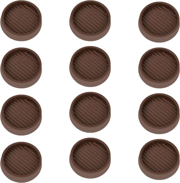 VOCOMO 2X2 Round Caster Cups, Rubber Furniture Cups with Anti-Sliding Floor Grip, Non Skid Furniture Caster Cups Furniture Floor Protectors - Brown, 12 Pack