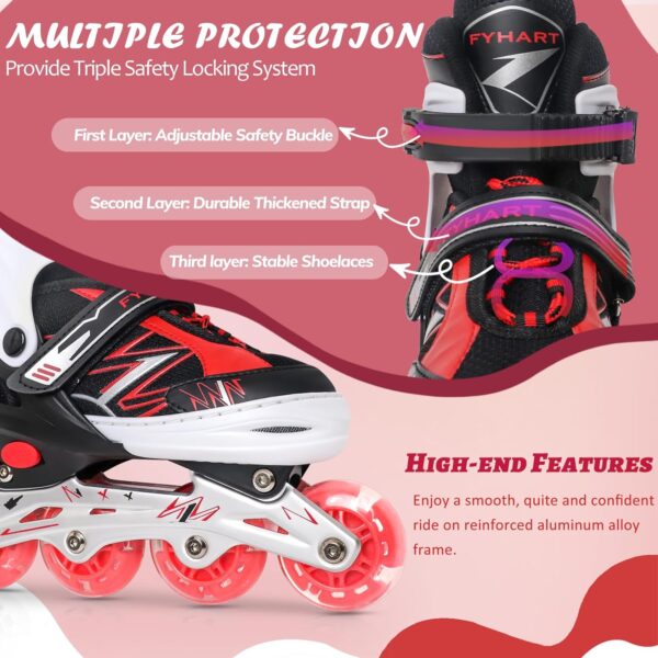 LEJIJIT Adjustable Inline Skates for Kids Girls Boys Children Beginners, Inline Roller Skates with Light Up Wheels for Kids and Youth for Indoor Outdoor Sports - Image 3