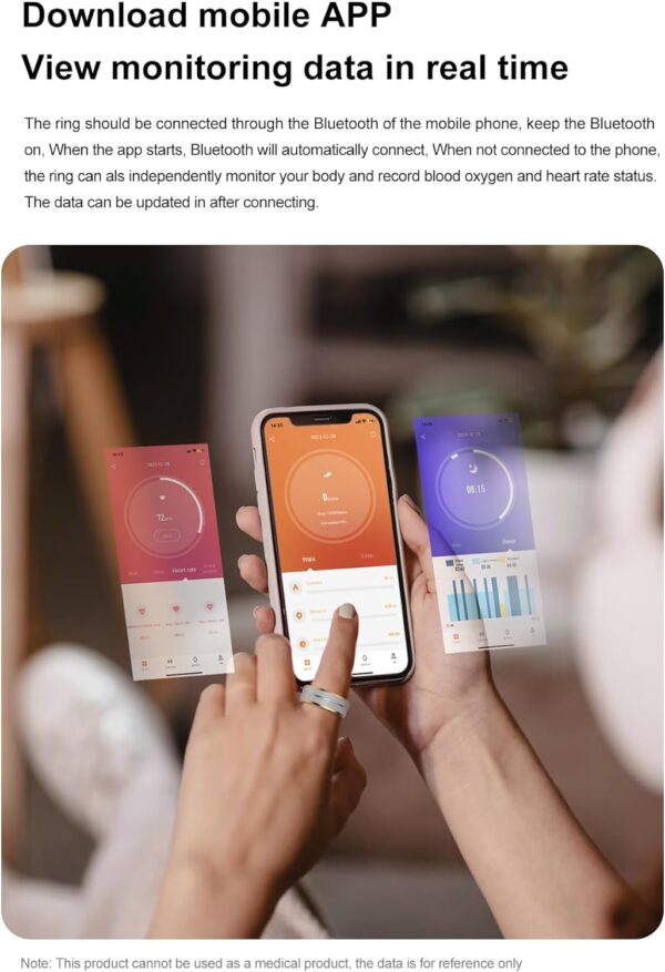 Smart Ring Fitness Tracker - Blood Oxygen & Heart Rate Monitor, Sleep Ring with IP68 Waterproof, Camera Control, Health Ring for Men Women - Smart Wearable Device - Image 5