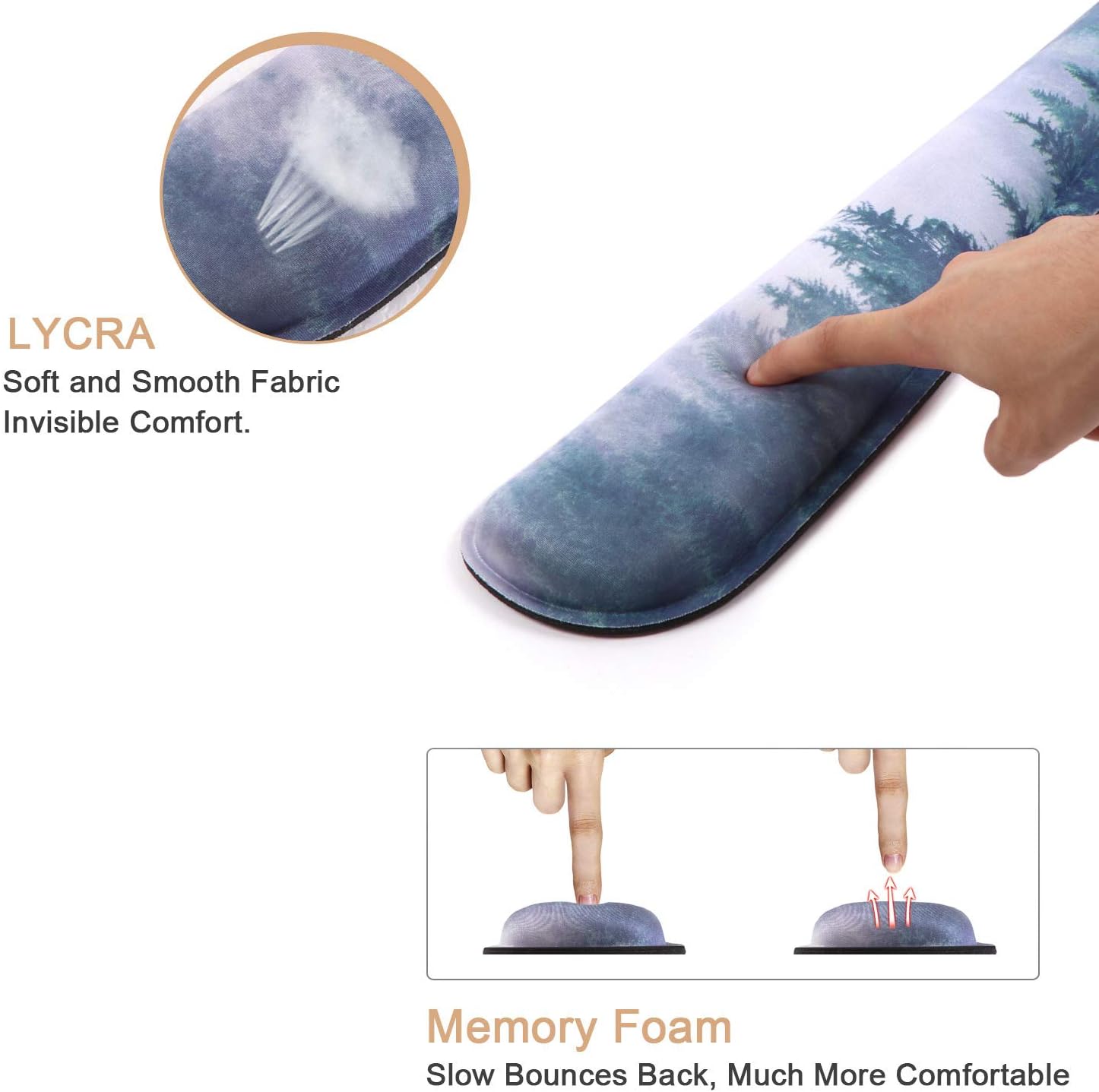 iCasso Keyboard Wrist Rest and Mouse Wrist Rest Pad, Made of Memory Foam, Ergonomic Support, Easy Typing and Relieve Wrist Pain, Perfect for Gaming, Computer, Office, Laptop (D-Forest) - Image 3