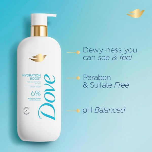 Dove Body Wash Hydration Boost Actively drenches dry skin 6% hydration serum with hyaluronic 18.5 oz - Image 3