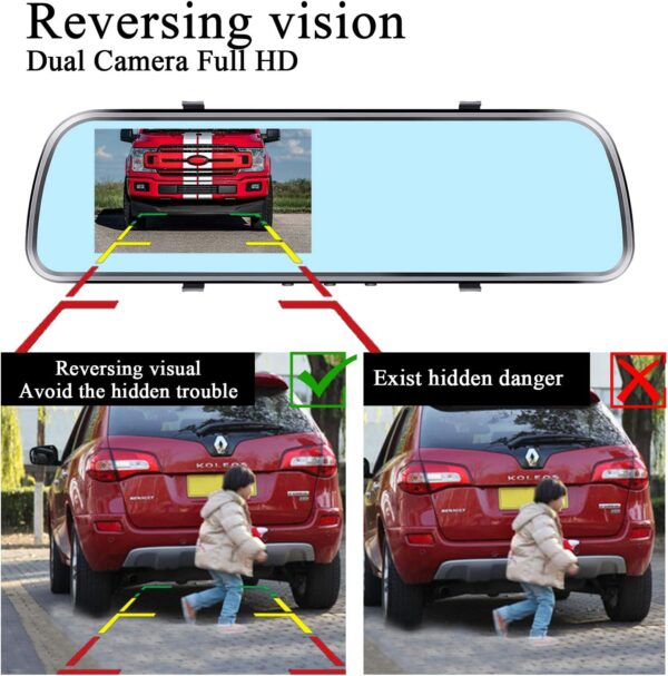 Backup Camera Mirror HD 1080P - Plug and Play Easy Set up Color Night Vision Rear View Mirror with License Plate Camera for Car Truck SUV Waterproof DIY Guide Lines AMTIFO A1 - Image 4