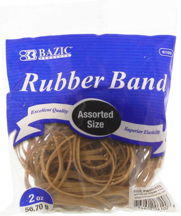 BAZIC Rubber Bands, Assorted Size 2 Oz./ 56.70 g, Made in USA Elastic Stretchable Bands for Bank Paper Bills Money Dollars File Folders, 1-Pack