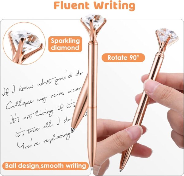 Aibocn Rose Gold Desk Accessories, Office Supplies, Acrylic Stapler, Staple Remover, Tape Holder, Pen 1000pcs Staples, Diamond Pen, Phone Scissors, Binder Clips, Ruler,Transparent Glue - Image 5