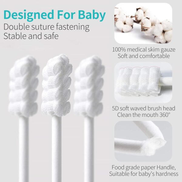 dearlomum Baby Tongue Cleaner, Newborn Toothbrush, 48PCS Disposable Infant Toothbrush Clean Mouth,Gauze Gum Cleaner Oral Cleaning Stick Dental Care for 0-36 Month - Image 3