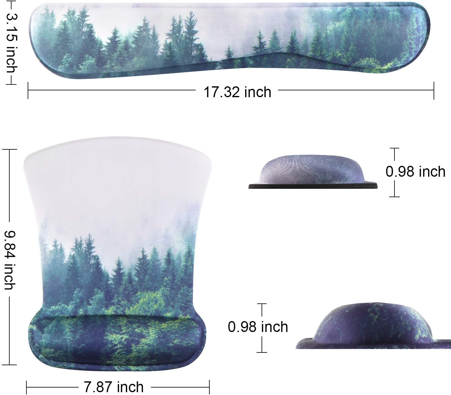 iCasso Keyboard Wrist Rest and Mouse Wrist Rest Pad, Made of Memory Foam, Ergonomic Support, Easy Typing and Relieve Wrist Pain, Perfect for Gaming, Computer, Office, Laptop (D-Forest) - Image 5