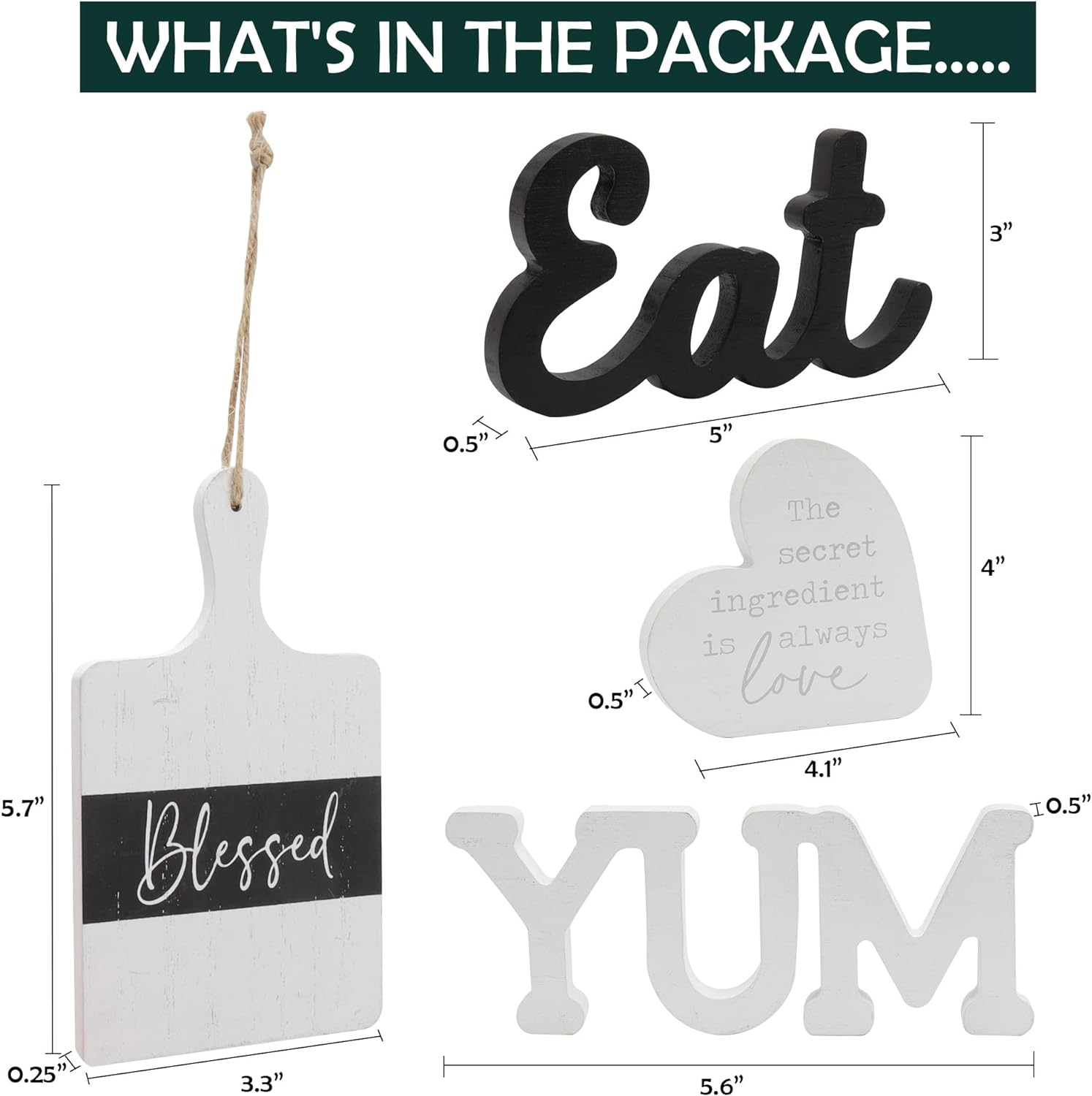 GENMOUS Farmhouse Kitchen Tiered Tray Decor Items Mini Set, Rustic Black and White Kitchen Counter Decor, Two Tiered Tray Kitchen Decor Set for Home Kitchen Dining Room Table Decoration - Image 3