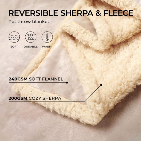 Waterproof Pet Blanket, Liquid Pee Proof Dog Blanket for Sofa Bed Couch, Reversible Sherpa Fleece Furniture Protector Cover for Small Medium Large Dogs Cats, Grey White X-Large（85" x 57"） - Image 4