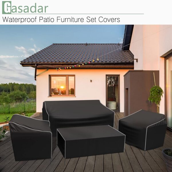 Outdoor Furniture Cover Waterproof, 4-Piece Patio Furniture Covers, Patio Furniture Set Covers, Patio Covers includ: Ourdoor Sofa Cover, 2 Chair Covers, Coffee Table Cover -XL -Black - Image 7