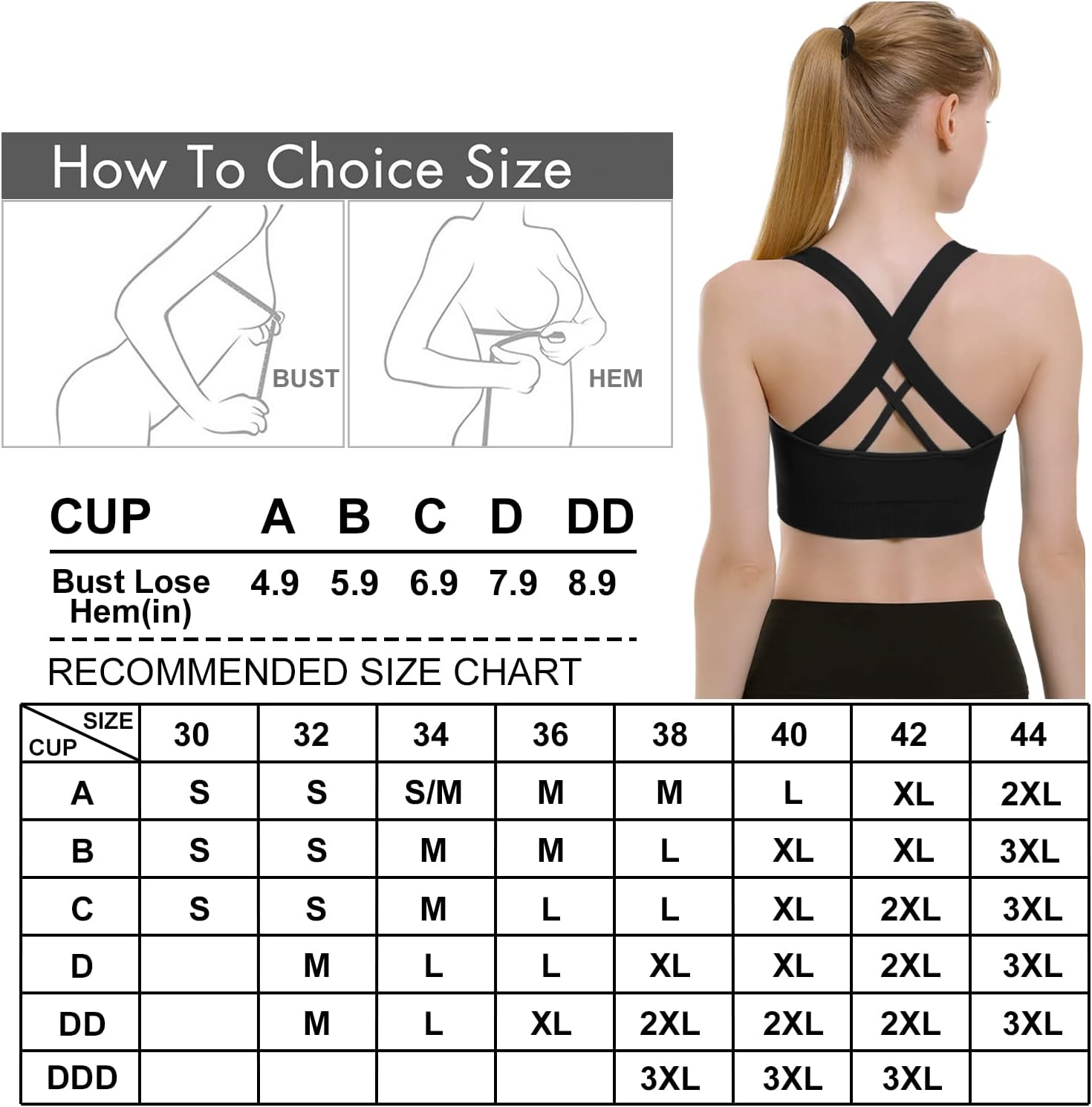 Double Couple Sports Bras for Women Padded High Impact Seamless Criss Cross Back Workout Tops Gym Activewear Bra - Image 2
