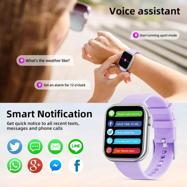 Smart Watch (Answer/Make Calls), 2024 Newest 1.85 Inch Fitness Tracker, Heart Rate/Sleep Monitor/Pedometer/Calories, Multiple Sports Modes, Waterproof Women's Men's Fitness Watch for Android iPhone - Image 4