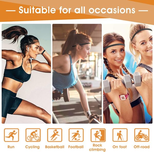 WLLHYF 4 Pieces Elastic Sport Headbands Non-Slip Running Sweat Bands Mini Football Hairbands Adjustable Yoga Headwear for Women Men Outdoor Exercise Accessories - Image 4