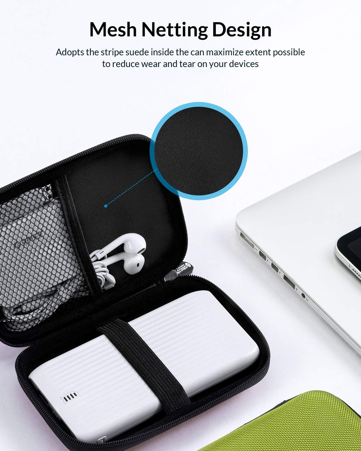 ORICO Hard Drive Case 2.5 inch External Drive Storage Carrying Bag Waterproof Shockproof with Inner Size 5.5x3.5x1.0inch for Organizing HDD and Electronic Accessories, Green(PHD-25) - Image 3