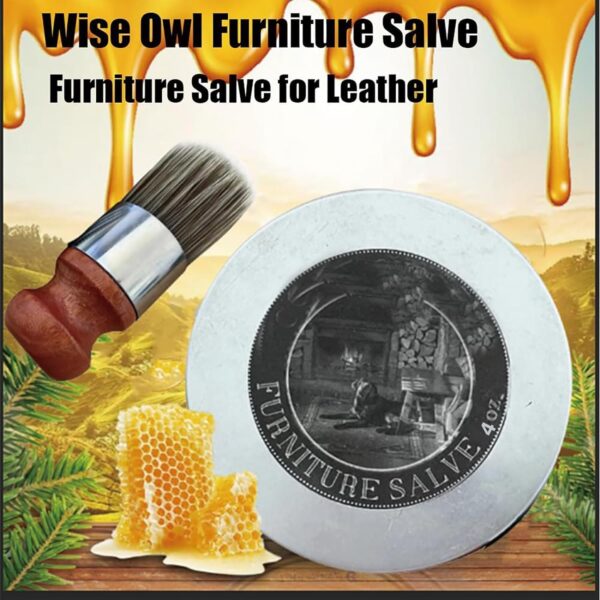 Wise Owl Furniture Salve for Leather Care, Furniture Salve/Leather Salve with Boar Bristle Brush, Furniture Salve & Brush Bundle Wood Polish for Home (1 Set) - Image 2