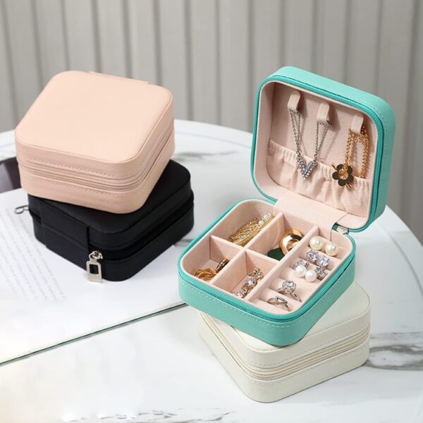 MODENGKONGJIAN Mini Jewelry Travel Case, PU Leather Travel Jewelry Organizer Box, Small Portable Portable Jewellery Storage Holder for Womens Rings Earrings Necklaces Bracelets (Green) - Image 7