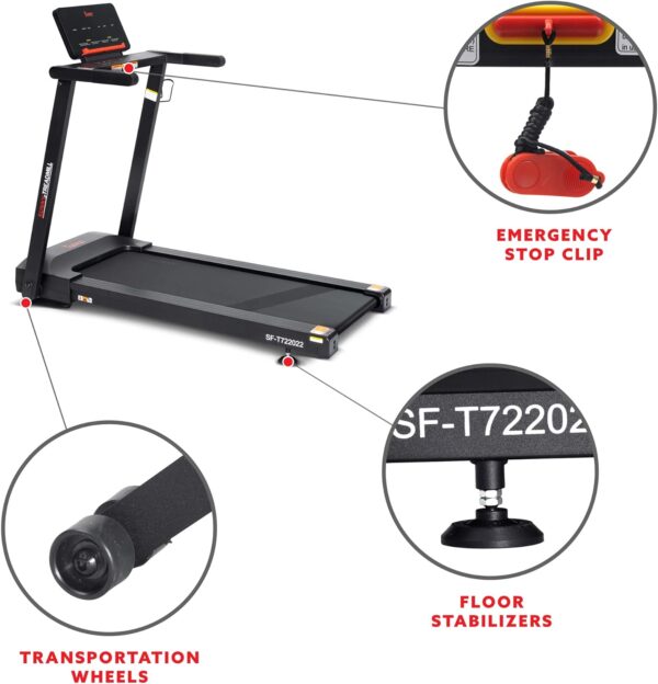 Sunny Health & Fitness Interactive Slim Folding Treadmill with Advanced Brushless Technology, Enhanced Stabilization - Image 6