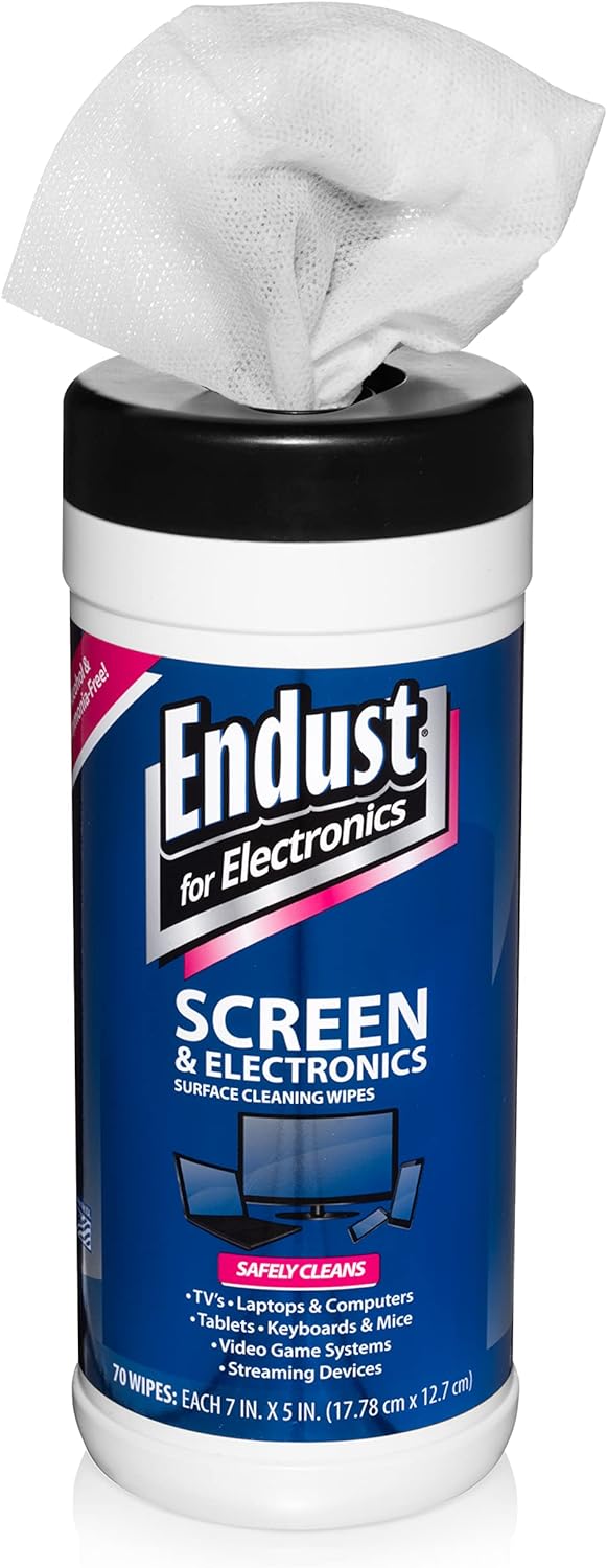 Endust for Electronics; Screen & Surface Cleaning Wipes, Great LCD and Plasma Wipes, 70 Wipes (11506)