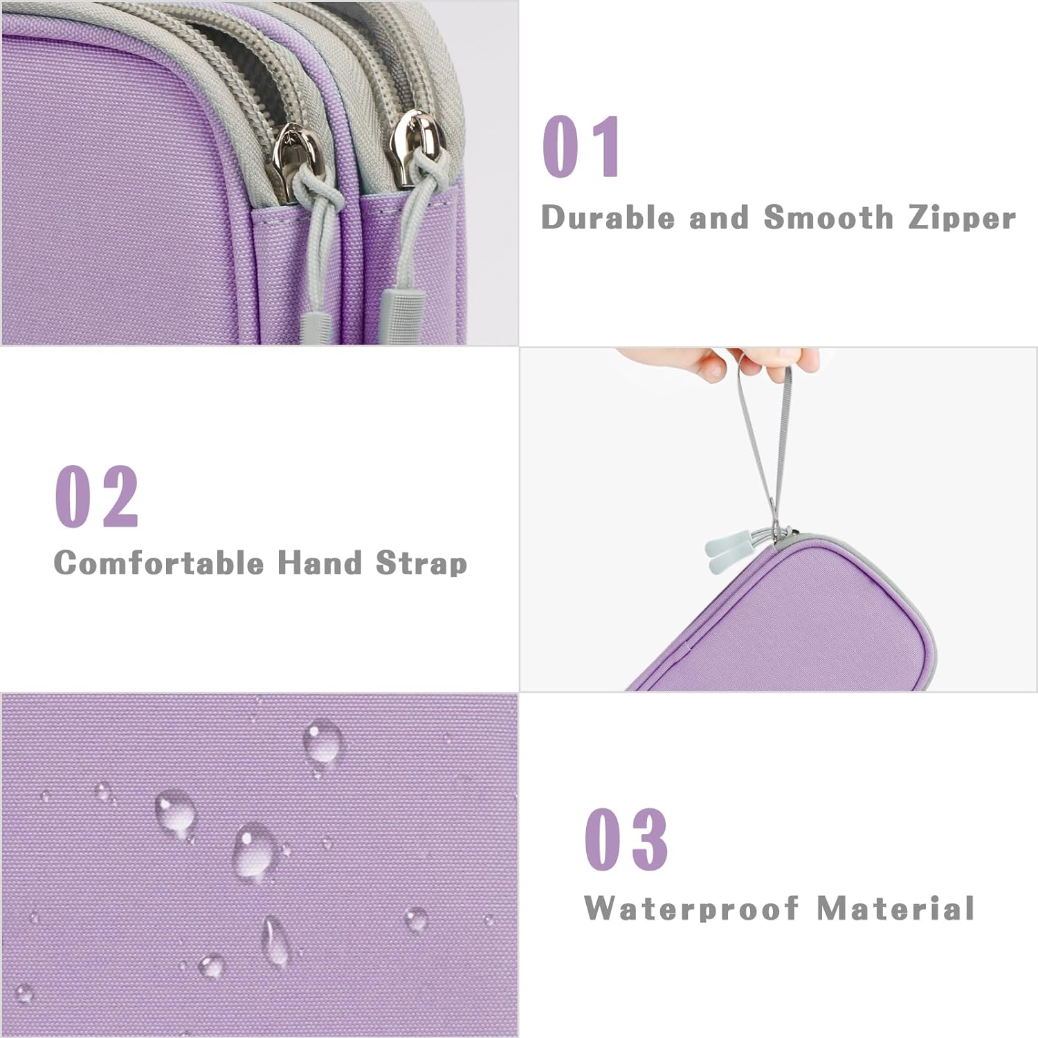 FYY Electronic Organizer, Travel Cable Organizer Bag Pouch Electronic Accessories Carry Case Portable Waterproof Double Layers All-in-One Storage Bag for Cable, Cord, Charger, Phone,-Light Purple - Image 4