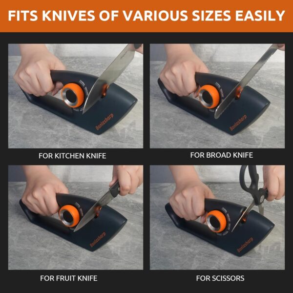 5 in 1 Adjustable Knife Sharpener, Premium Handheld Kitchen Knife Sharpeners Help Repair, Restore, Polish Blades Sharpening Tool Works for Pocket Knife Chefs & Serrated & Bread Knife, Scissors - Image 6