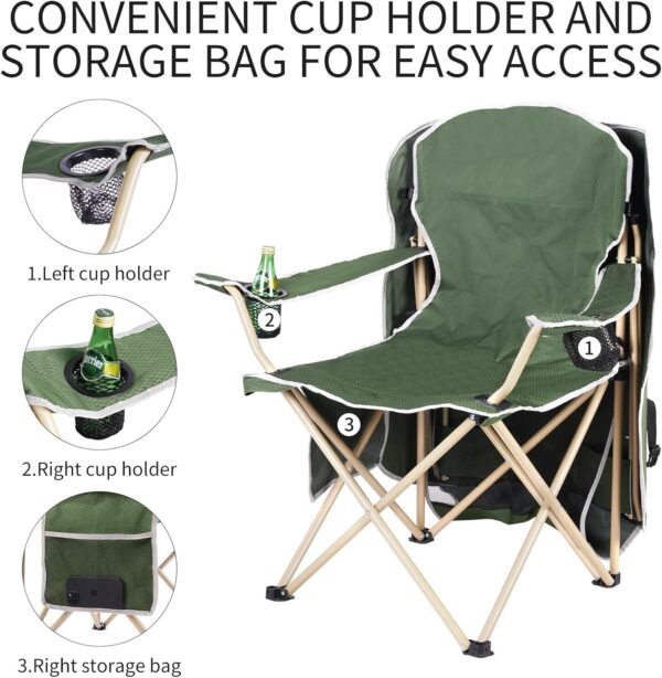 VTOY(50”Hx36”W Lawn Chairs，Camping Chair with Canopy Foldable W/Sun Shade for for Beach Camping Folding Outdoor Fishing/Sports|with Two Cup Holder and Storage Bag. - Image 4