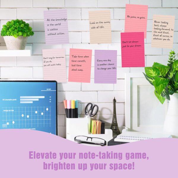 EOOUT Pink Sticky Notes, 4x6 Inches, 6 Pads, Fresh Colors, Lined Self-Stick Post, Strong Adhesive, Lavender Bliss, 270 Sheets - Image 7