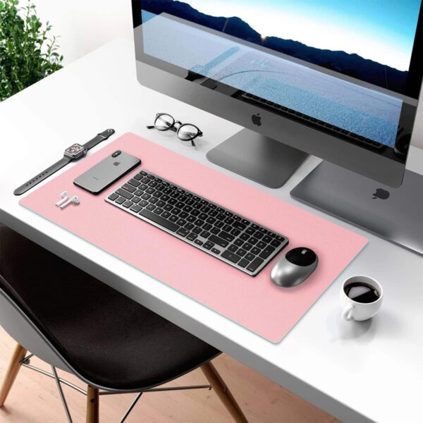 Aothia Double-Sided Desk Pad, Large Mouse Pad, Office Desk Mat, Non-Slip PU Leather Desk Blotter, Laptop Desk Pad, Waterproof Desk Writing Pad for Office and Home(Pink, 23.6" x 13.7") - Image 4