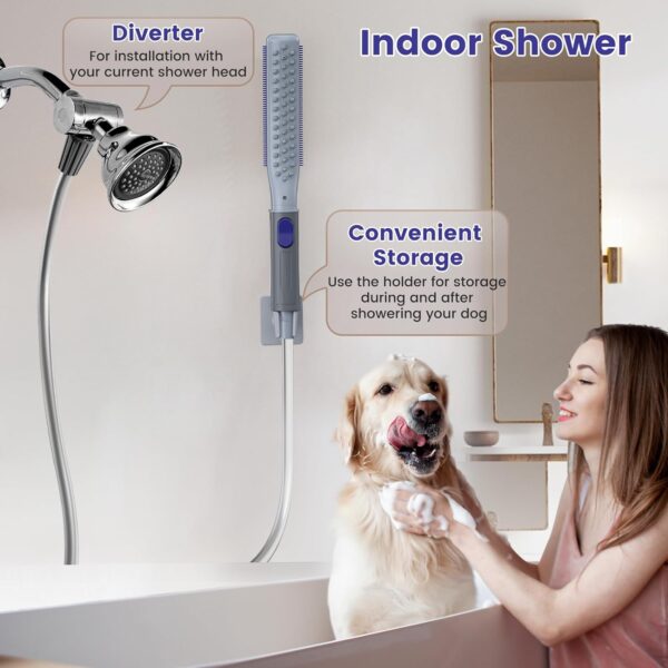 Shandus Professional Dog Shower Head, Dog Shower Attachment, Pet Shower Head for Dogs, Indoor Outdoor Dog Bath Wand Sprayer Includes 8-Foot Flex Hose, 3 Spraying Mode On/Off - Image 6