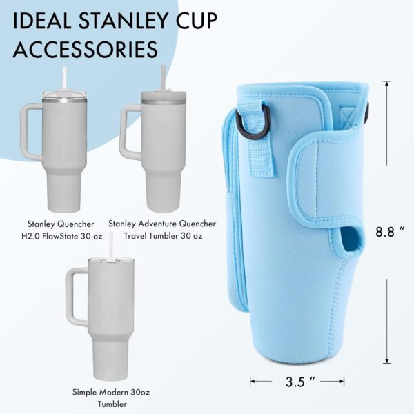 JEBEALUO Water Bottle Carrier Bag with Phone Pocket for Stanley Cup 40/30 oz, Water Bottle Holder with Adjustable Strap& Straw Cover, Stanley Cup Accessories - Image 3