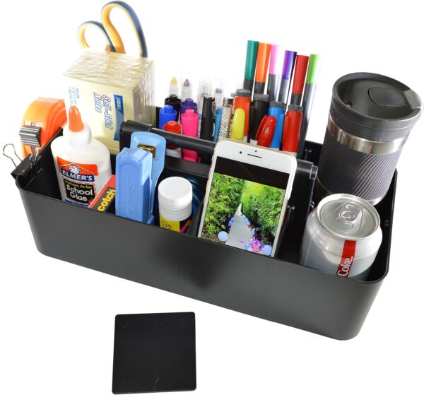 Enjoy Organizer - 8 Compartments DIY Dividers,Large Portable Caddy, Multi Purpose,Stackable, Modern Solution for School, office, Desktop Endless use of your Choice -MADE IN USA (Black) - Image 4