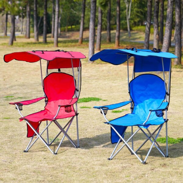 VTOY(50”Hx36”W Lawn Chairs，Camping Chair with Canopy Foldable W/Sun Shade for for Beach Camping Folding Outdoor Fishing/Sports|with Two Cup Holder and Storage Bag. - Image 8