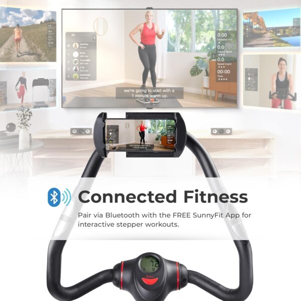 Sunny Health & Fitness 2-in-1 Premium Power Stepper with Resistance Bands, Low-Impact Cardio, Space-Saving, Height-Adjustable, and Optional SunnyFit® App Enhanced Bluetooth Connectivity - Image 4