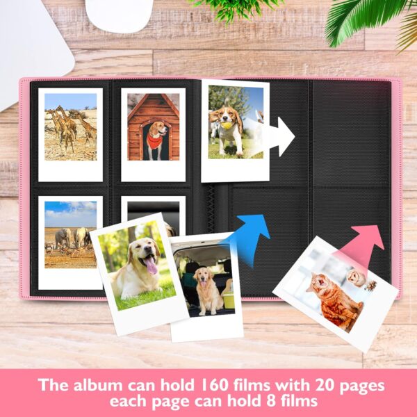 Hearoo 160 Pockets Photo Album with Colorful Stickers for Fujifilm Instax Mini LiPlay EVO Polaroid Snap SnapTouch PIC-300 Z2300 Mint Zip Instant Camera Printer (Pink) - Image 4