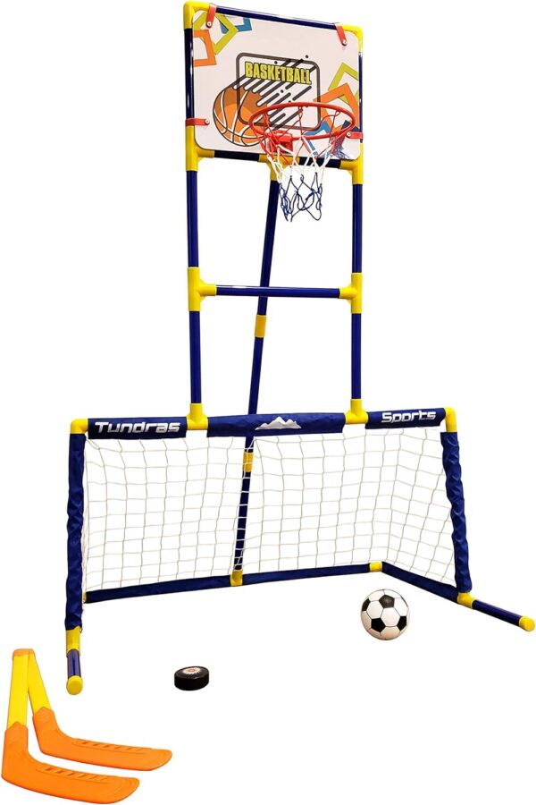 3 in 1 Sports Center - Kids Toy Basketball, Hockey, Soccer, Sports Station - Indoor Arcade Game, Includes Basketball Hoop, Hockey net, Soccer Goal for Toddlers and Children Boys and Girls - Image 5