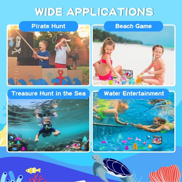 Thuodo 28 Pcs Diving Gem Pool Toys Colorful Diamond Set with Treasures Pirate Box Summer Water Toys for Kids Swimming Toys for Boys and Girls Pool Party Favors - Image 5